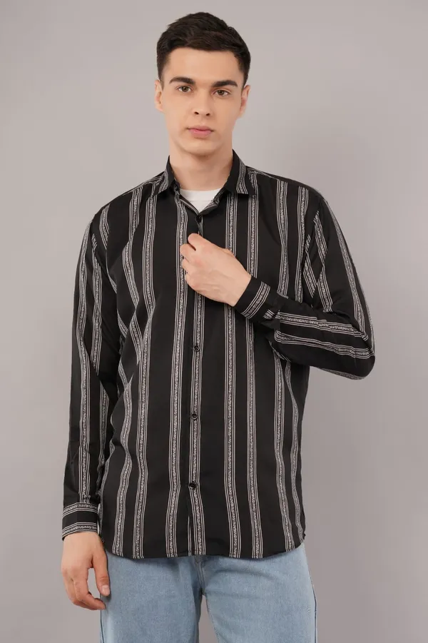 Black_&_White_Striped_Casual_Shirt_For_Men
