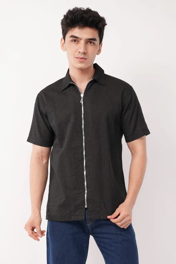 Black_Premium_Striped_Zip-Up_Shirt_For_Men