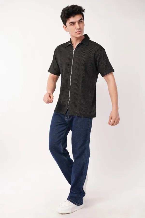 Black_Premium_Striped_Zip-Up_Shirt_For_Men