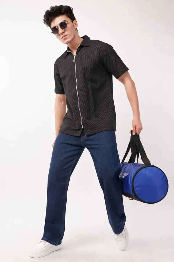 Black_Premium_Striped_Zip-Up_Shirt_For_Men
