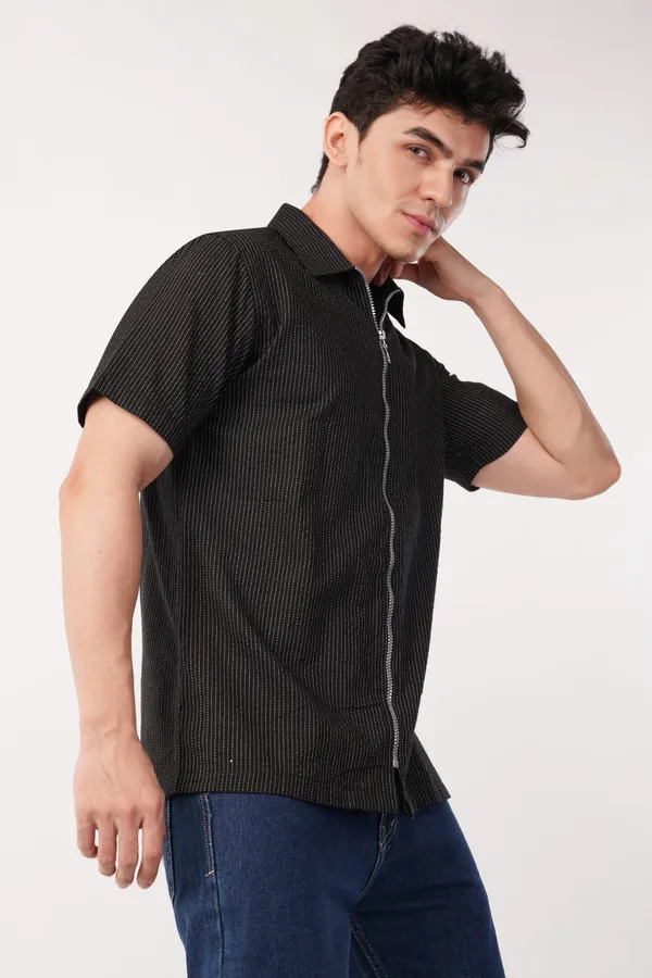 Black_Premium_Striped_Zip-Up_Shirt_For_Men