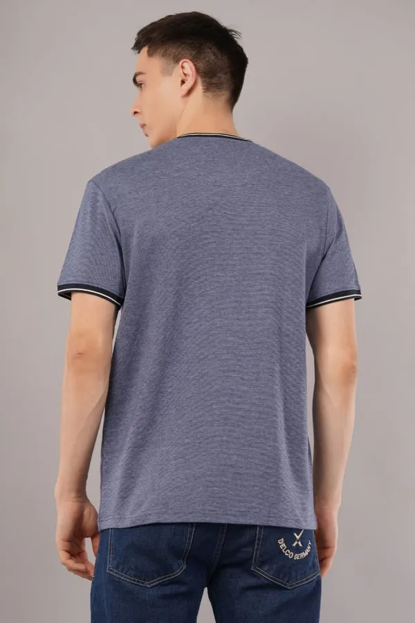 Blue_Crew_Neck_Contrast_Trim_T-Shirt_For_Men