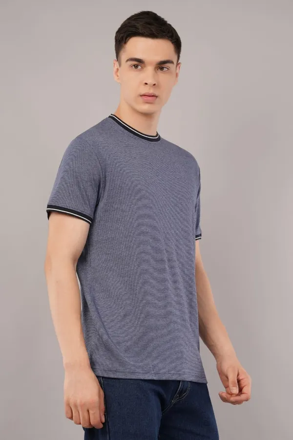 Blue_Crew_Neck_Contrast_Trim_T-Shirt_For_Men