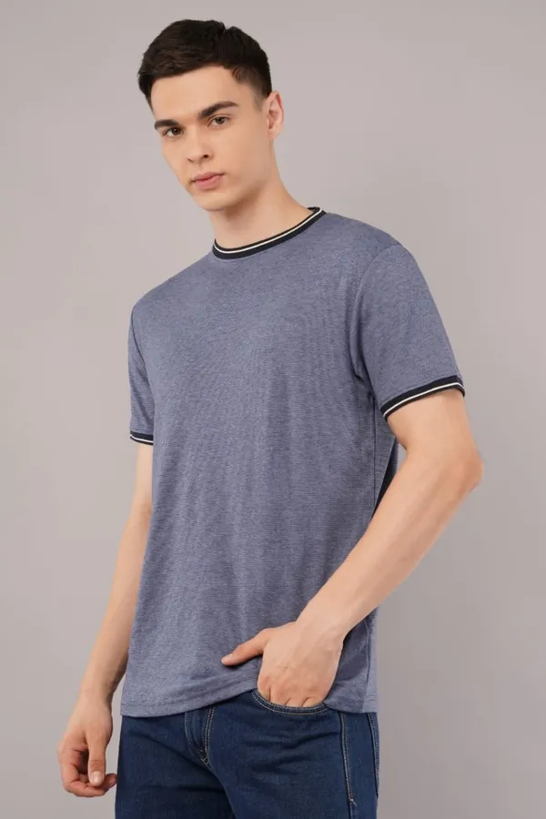 Blue_Crew_Neck_Contrast_Trim_T-Shirt_For_Men