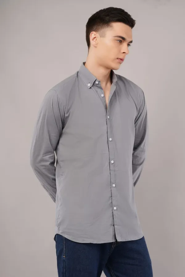 Grey_Classic_Button-Down_Shirt_For_Men