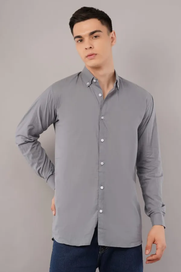 Grey_Classic_Button-Down_Shirt_For_Men