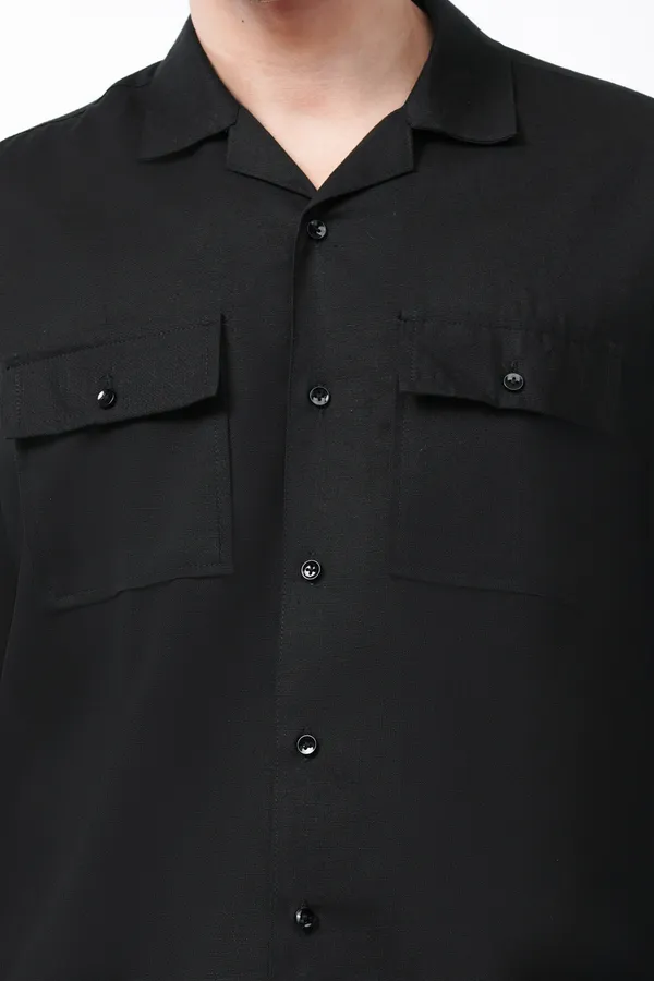 Black_Double_Pocket_Cotton_Full_Sleeves_Shirt_For_Men