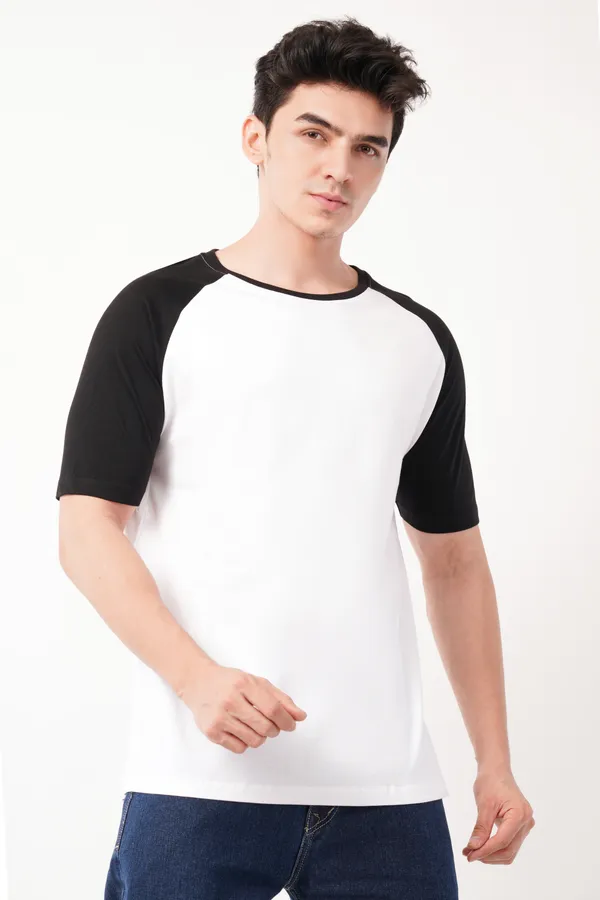 White_&_Black_Essential_Raglan_T-Shirt_For_Men