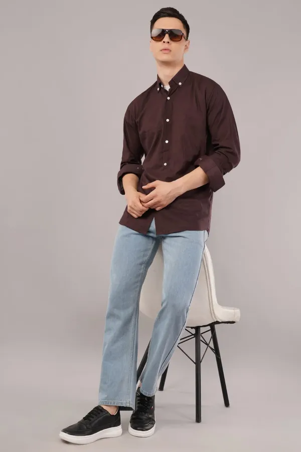 Maroon_Button-Down_Casual_Shirt_For_Men