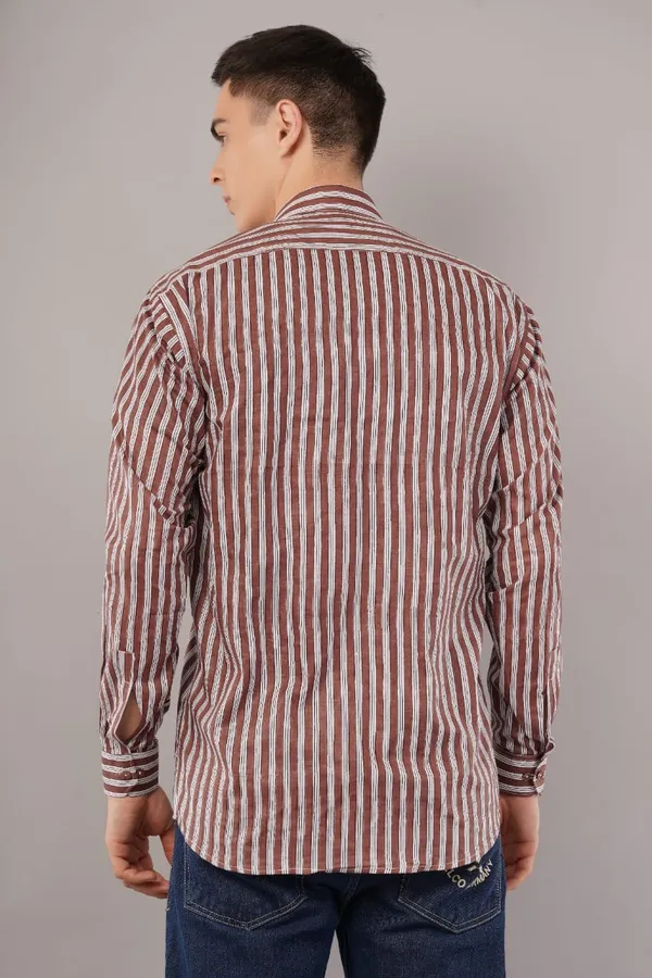Brown_Classic_Striped_Cotton_Shirt_For_Men