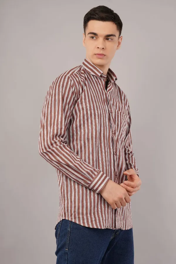 Brown_Classic_Striped_Cotton_Shirt_For_Men