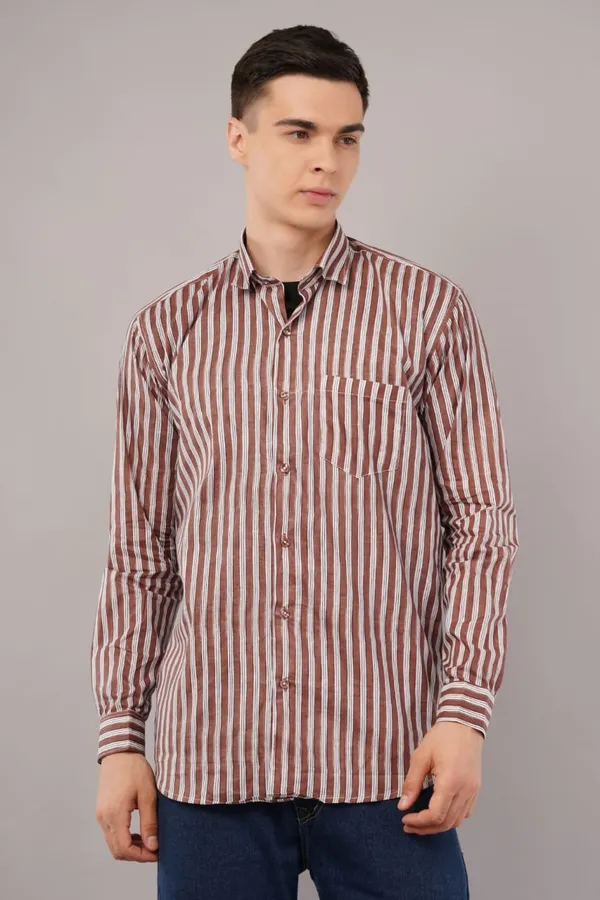 Brown_Classic_Striped_Cotton_Shirt_For_Men