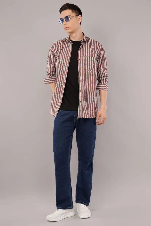 Brown_Classic_Striped_Cotton_Shirt_For_Men