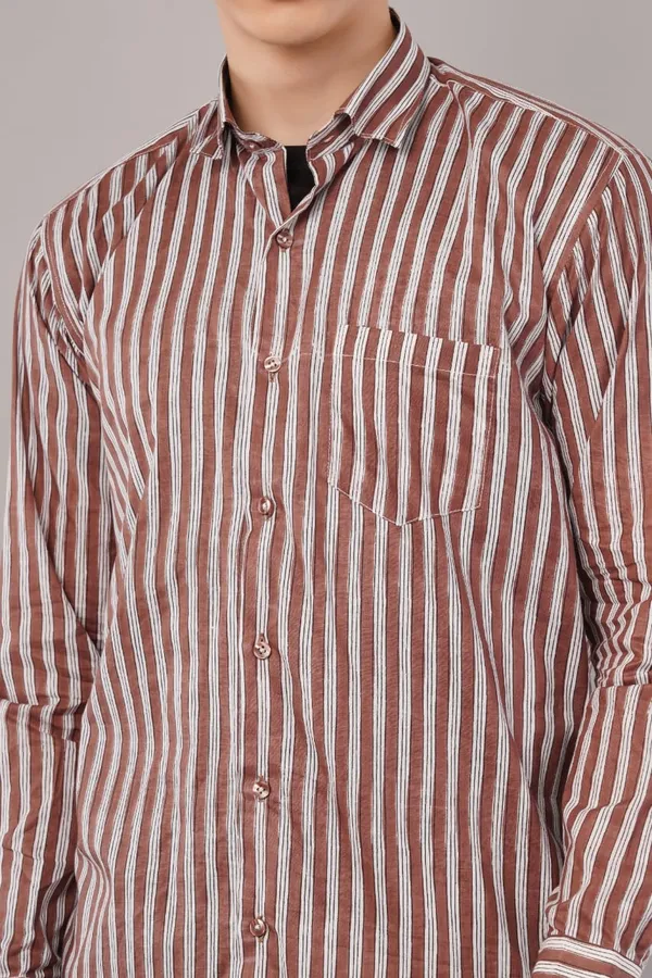Brown_Classic_Striped_Cotton_Shirt_For_Men