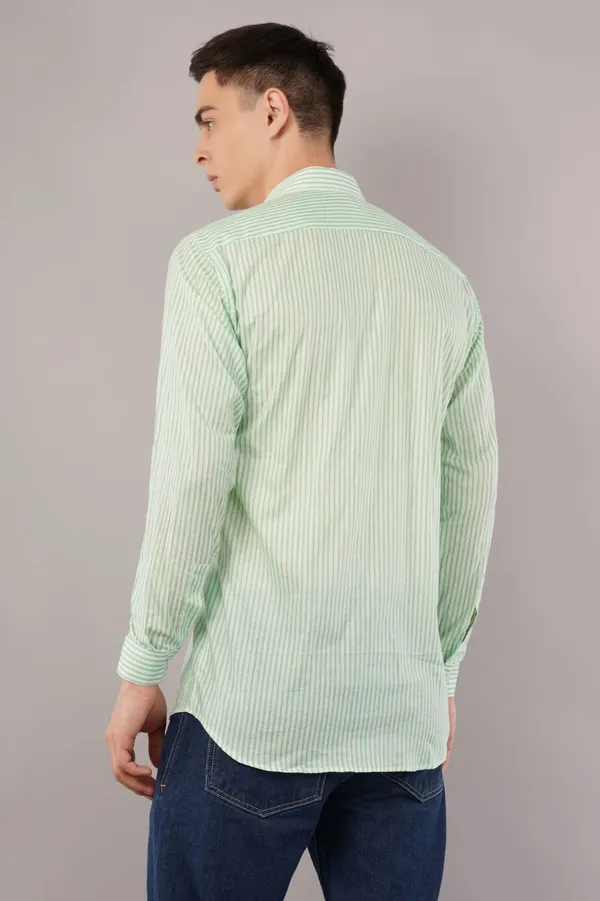 Mint_Green_Striped_Cotton_Shirt_For_Men