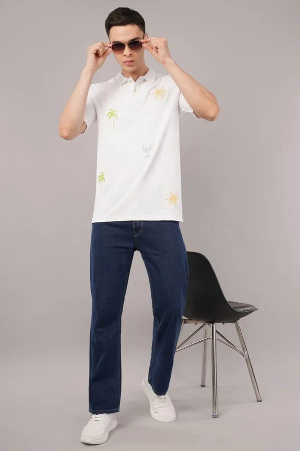 White_Polo_With_Embroidery_T-Shirt_For_Men