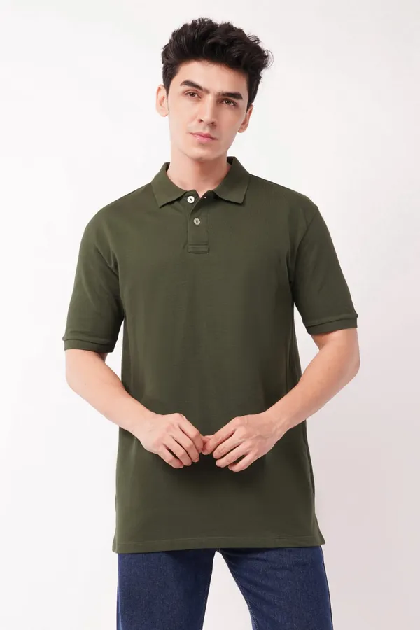 Olive_Green_Premium_Polo_T-Shirt_For_Men