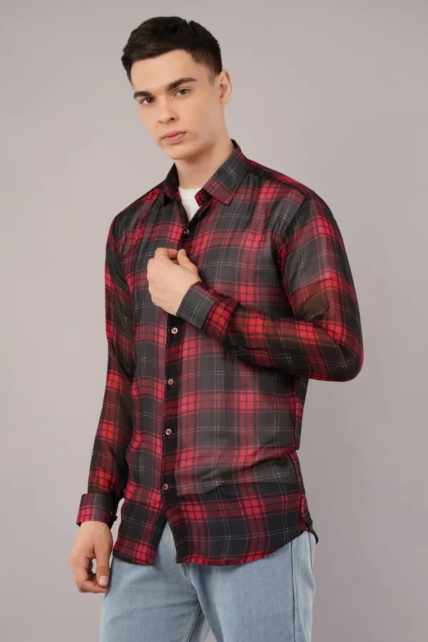 Red_&_Black_Checkered_Casual_Shirt_For_Men
