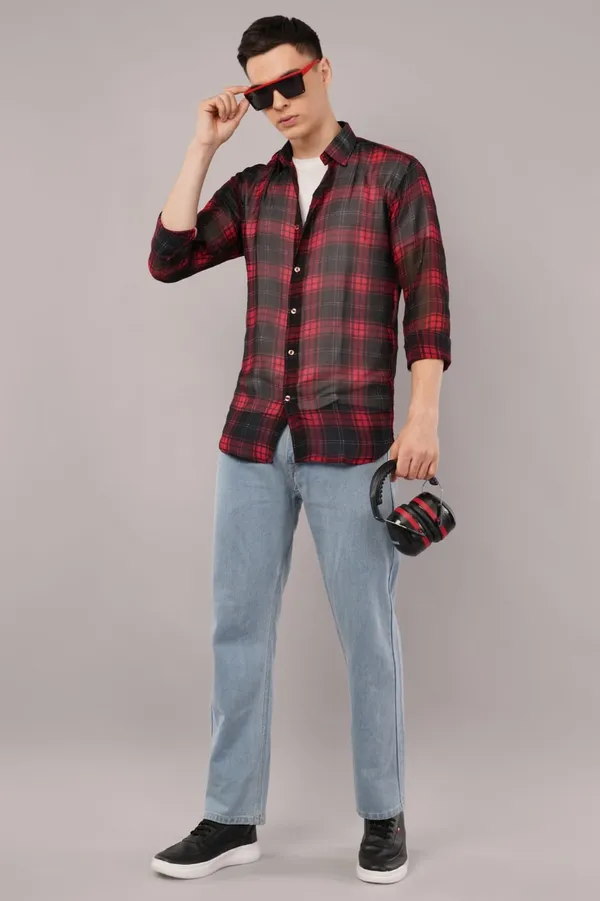 Red_&_Black_Checkered_Casual_Shirt_For_Men
