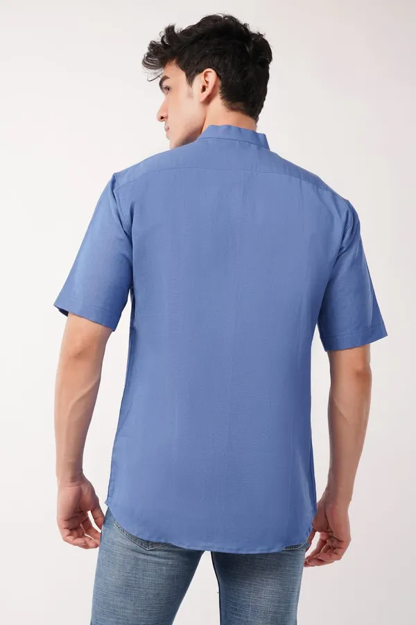 Royal_Blue_Pure_Linen_Short-Sleeve_Shirt_For_Men