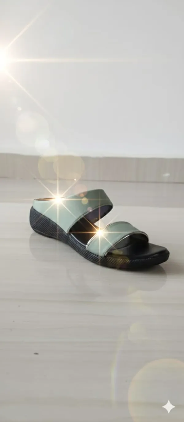 Green2_Pata_(Silwar_Pati)_Faux_Leather_Premium_&_Elegant_Casual_Flat_Sandal_For_Women