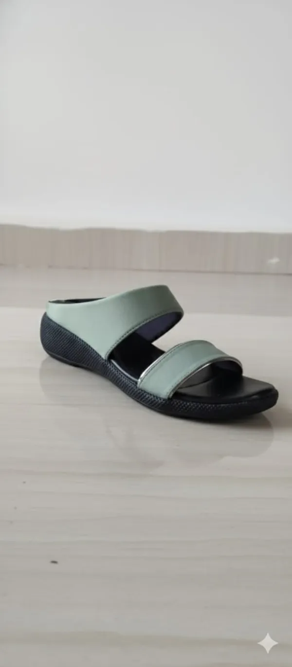 Green2_Pata_(Silwar_Pati)_Faux_Leather_Premium_&_Elegant_Casual_Flat_Sandal_For_Women