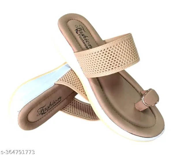 Goldan_Aguthi_Pato_Beige_Faux_Leather_Flat_Sandal_For_Women