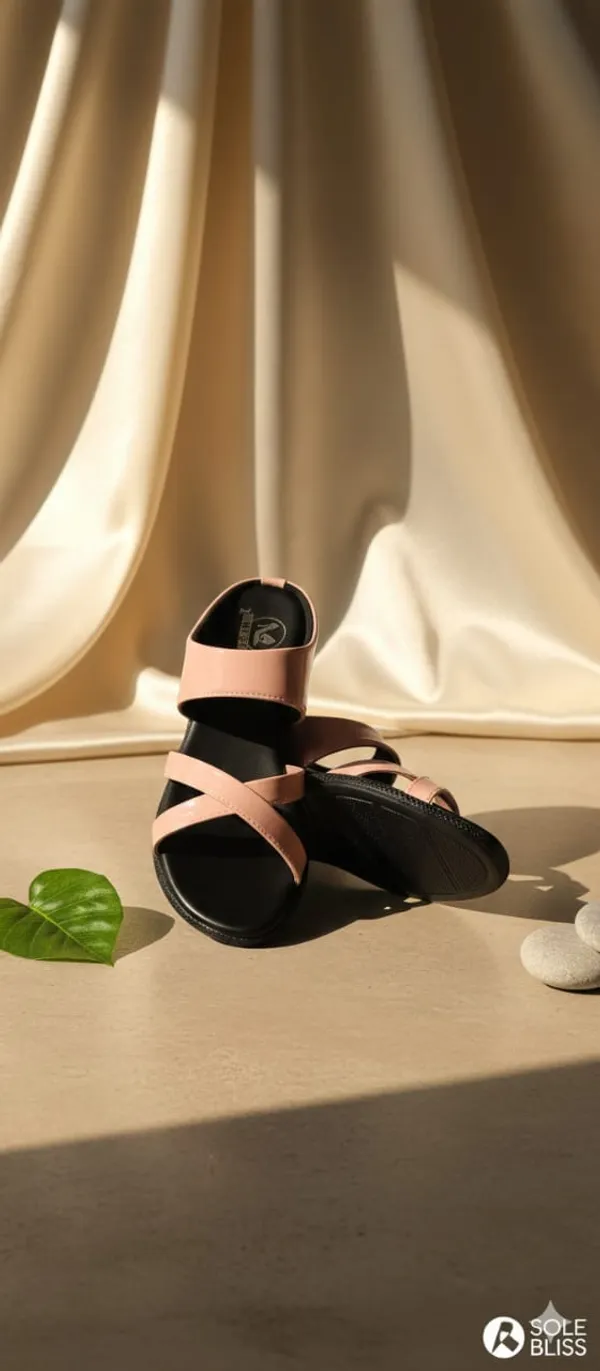 Peach(X_2_Pata)_Faux_Leather_Premium_&_Elegant_Casual_Flat_Sandal_For_Women