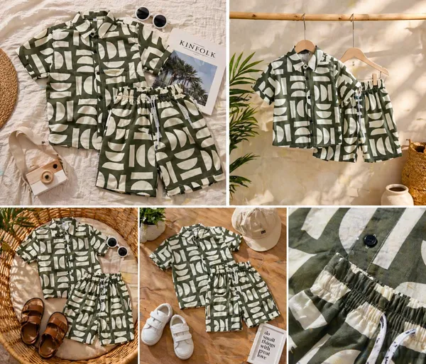 Olive_Green_And_Off_White_Cotton_Premium_Coord_Set_For_Kids