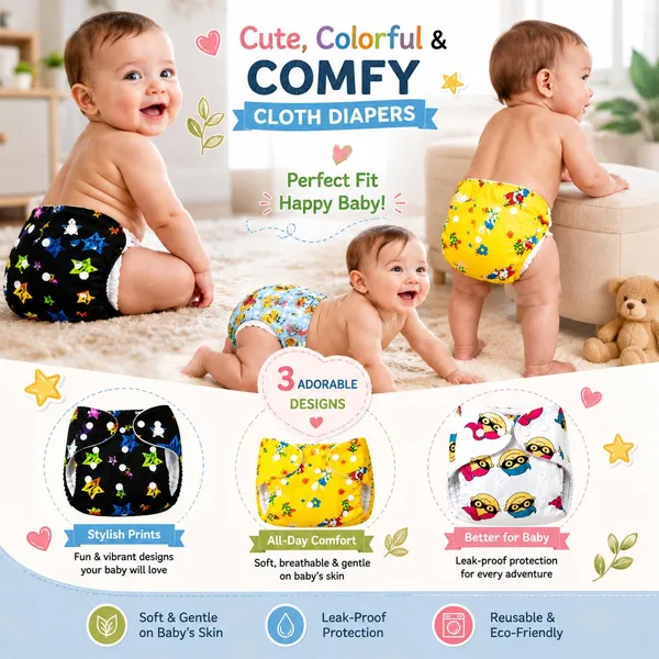 Multicolor_Reusable_Diaper_(3_Pieces),_White,_Yellow_&_Black
