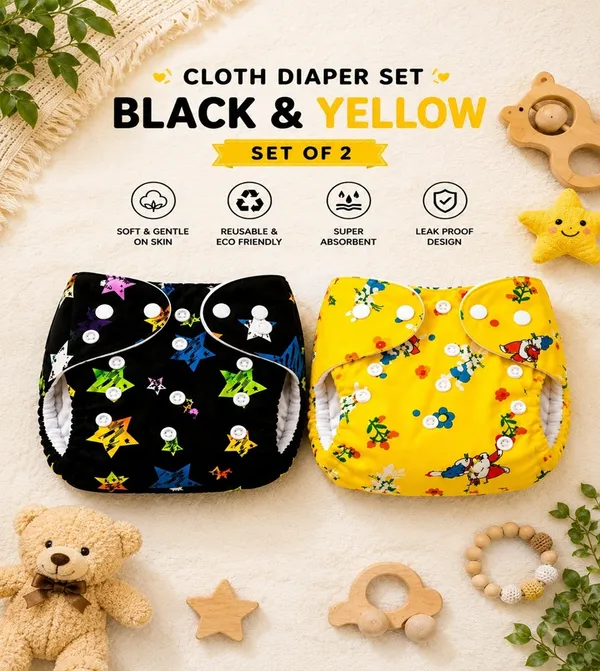 Multicolor_Reusable_Diaper_(2_Pieces),_Yellow_&_Black