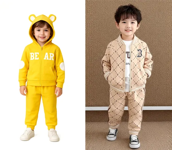 Yellow_And_Beige_Cotton_Blend_Premium_Winter_Wear_For_Kids_(Pack_Of_2)