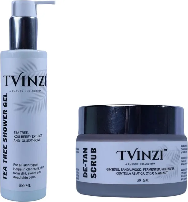 Pack_Of_2_Tea_Tree_Shower_Gel-(200ML)_And_De-Tan-Scrub-(50Gm)_Combo_Kit