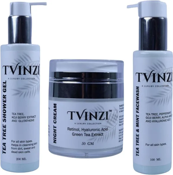 Pack_Of_3_Tea_Tree_Shower_Gel-(200ML),Night_Cream-(50ML),Tea_Tree_&_Mint_Face_Wash-(100ML)