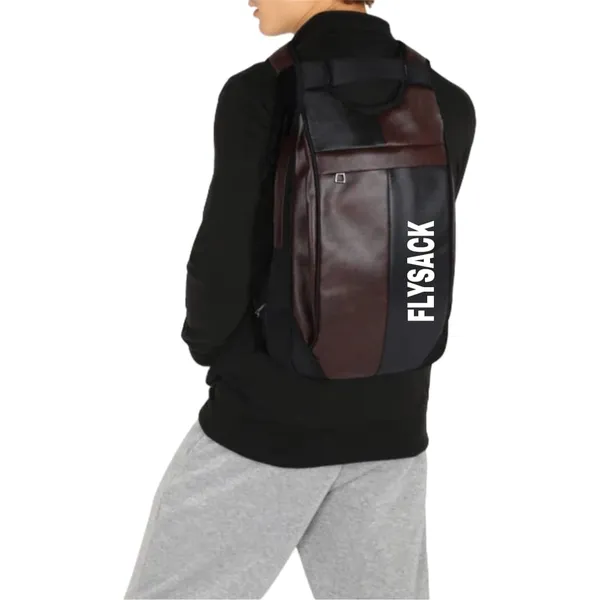 Two-Tone_Backpack,_Brown_And_Black_Leather,_Casual_Daypack_With_Large_Storage_Compartment