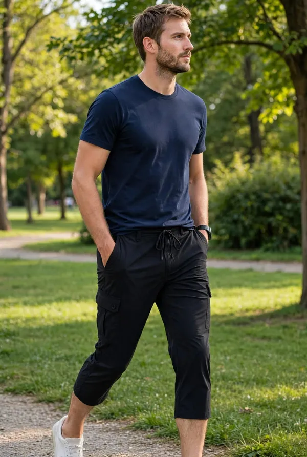 Black_Casual_Cropped_Cargo_Pants_for_Men