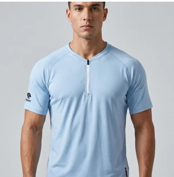 Light_Blue_Mesh_Regular_Fit_Sports_T-Shirt_For_Men