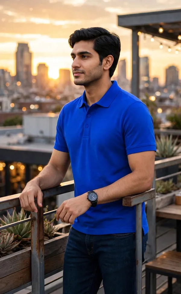 Blue_Casual_Fit_Polo_T-Shirt_For_Men