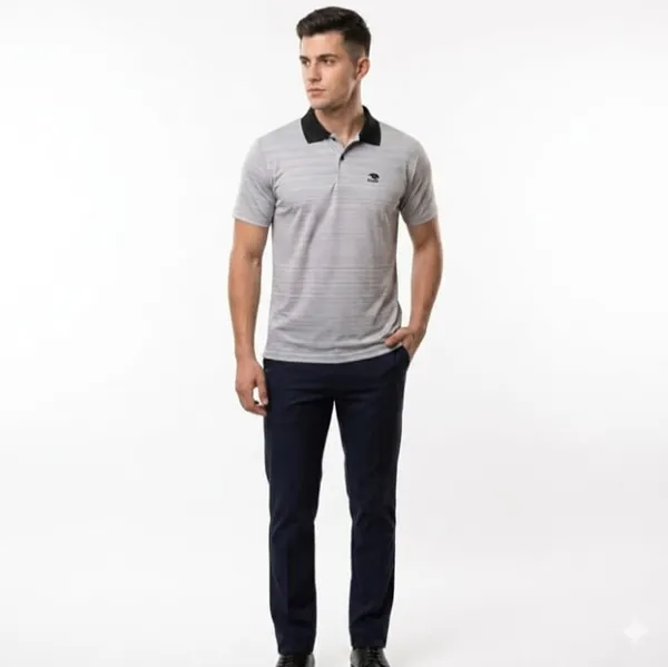 Grey_Textured_Regular_Fit_Polo_T-Shirt_For_Men