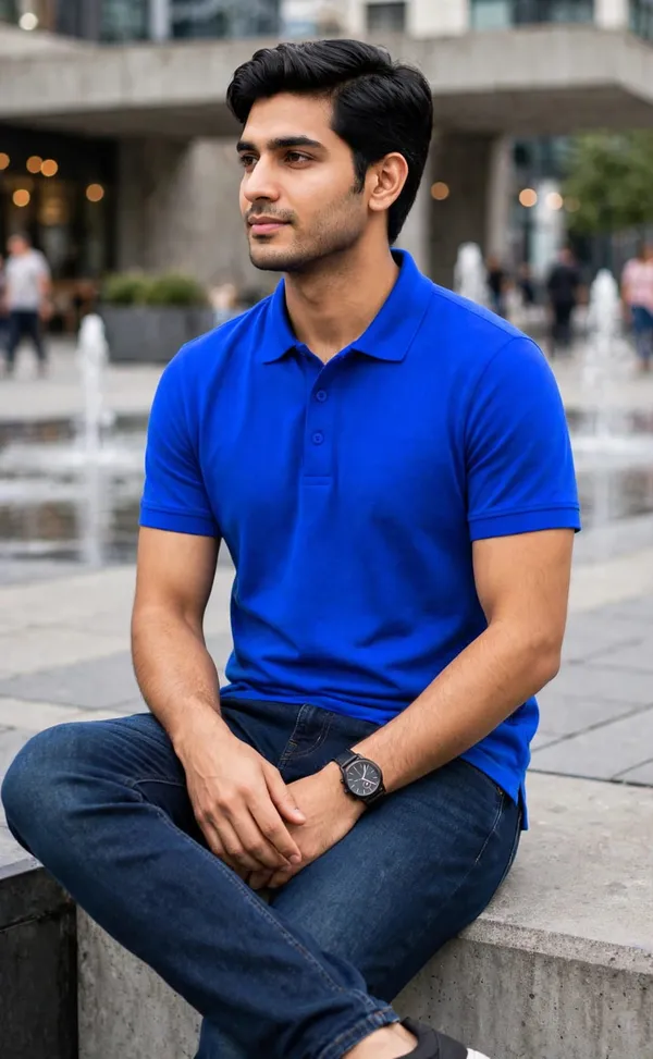 Blue_Casual_Fit_Polo_T-Shirt_For_Men
