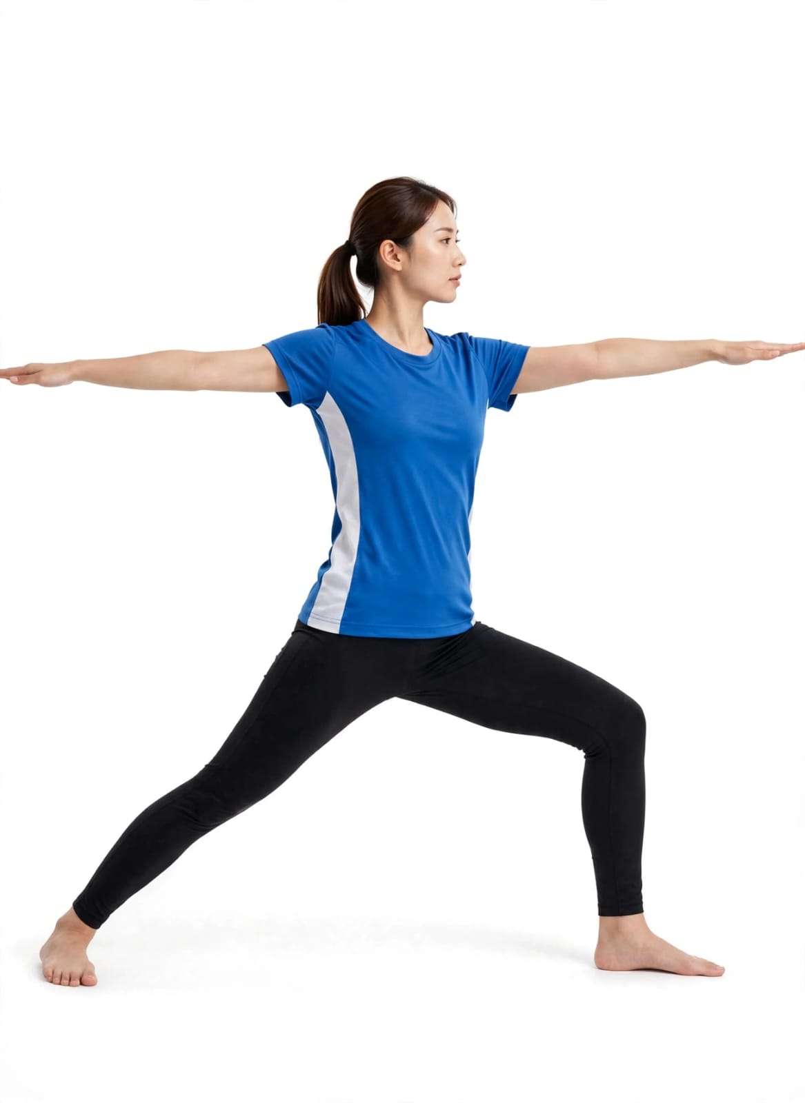 Blue_And_Black_Short_Sleeve_Activewear_Set_For_Women