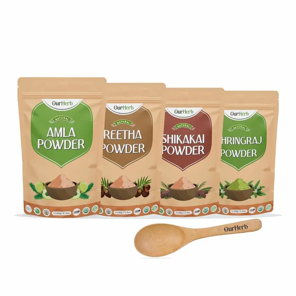 Amla_+_Reetha_+_Shikakai_+_Bhringraj_Powder_|_For_Strengthening,_Conditioning_&_Nourishing_Hair_|_Suitable_For_All_Hair_Types_With_Spoon_Combo_Pack_-_400G_(100G_X_4)