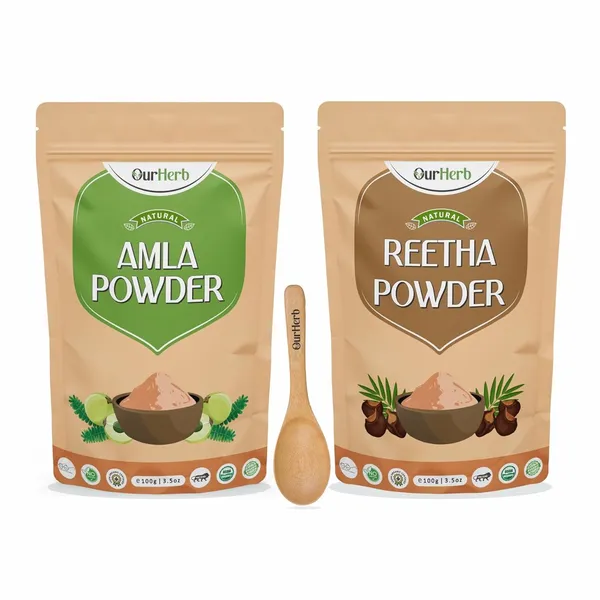 Amla_+_Reetha_Powder_|_For_Strengthening,_Conditioning_&_Nourishing_Hair_|_Suitable_For_All_Hair_Types_With_Spoons_Combo_Pack_-_200G_(100G_X_2)