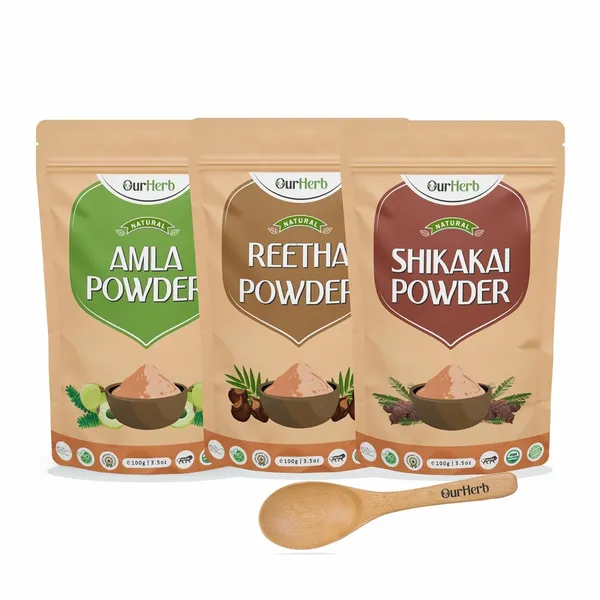 Amla_+_Reetha_+_Shikakai_Powder_|_For_Strengthening,_Conditioning_&_Nourishing_Hair_|_Suitable_For_All_Hair_Types_With_Spoons_Combo_Pack_-_300G_(100G_X_3)