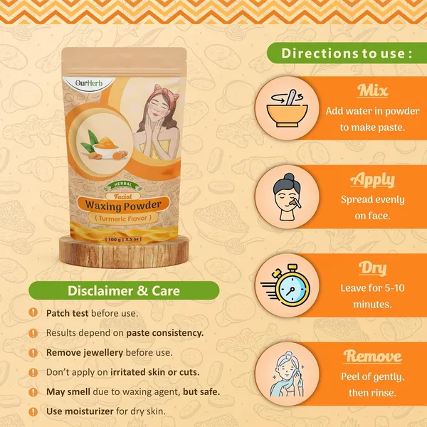 Facial_Wax_Powder_-_Turmeric_Flavour_|Painless_Herbal_Hair_Remover_For_Men_&_Women_|_No_Chemicals,_No_Irritation_–_100G_|_3.5_Oz