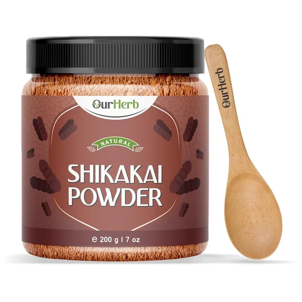 Pure_&_Natural_Shikakai_(Acacia_Concinna)_Powder_For_Hair_Care_With_Wooden_Spoon_-_200G_|_7_Oz
