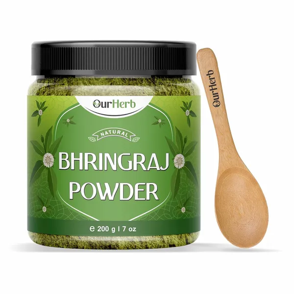 Pure_&_Organic_Bhringraj_(Eclipta_Prostrata)_Powder_For_Natural_Hair_Care_With_Wooden_Spoon_-_200G_|_7_Oz