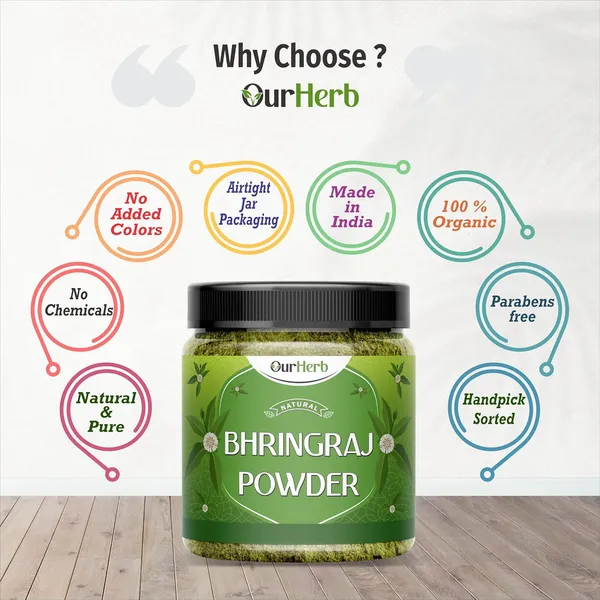 Pure_&_Organic_Bhringraj_(Eclipta_Prostrata)_Powder_For_Natural_Hair_Care_With_Wooden_Spoon_-_200G_|_7_Oz