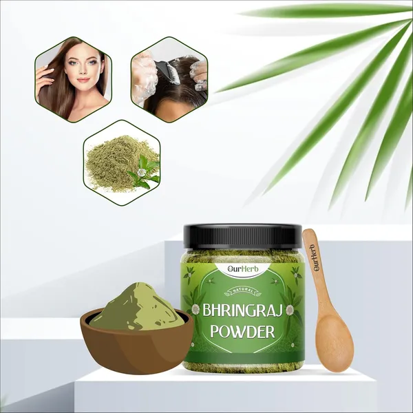 Pure_&_Organic_Bhringraj_(Eclipta_Prostrata)_Powder_For_Natural_Hair_Care_With_Wooden_Spoon_-_200G_|_7_Oz