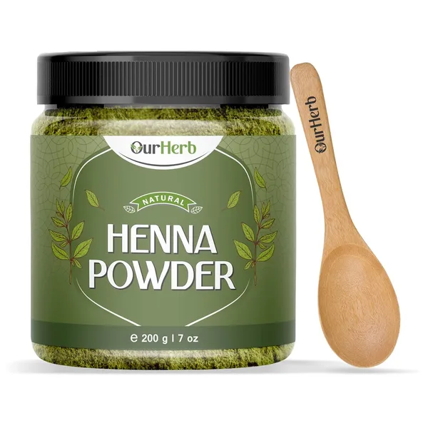 Pure_&_Natural_Henna_Powder_(Lawsonia_Inermis)_Enriched_With_Precious_Herbals_For_Natural_Hair_Color,_Growth_Boosters_&_Conditioning_With_Wooden_Spoon_-_200G_|_7_Oz